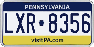 PA license plate LXR8356