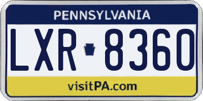 PA license plate LXR8360