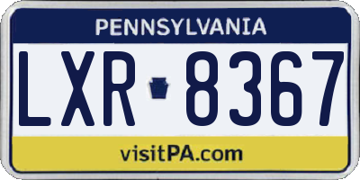 PA license plate LXR8367