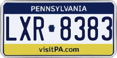 PA license plate LXR8383