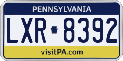 PA license plate LXR8392