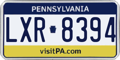 PA license plate LXR8394