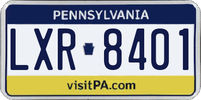 PA license plate LXR8401
