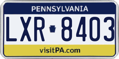 PA license plate LXR8403
