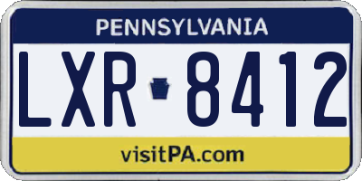 PA license plate LXR8412