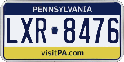 PA license plate LXR8476