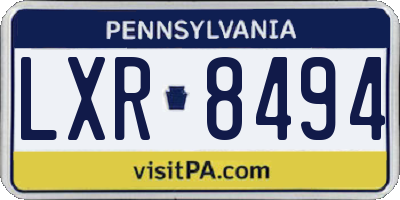 PA license plate LXR8494
