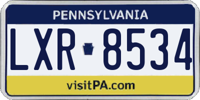 PA license plate LXR8534