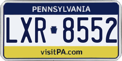 PA license plate LXR8552