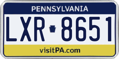 PA license plate LXR8651