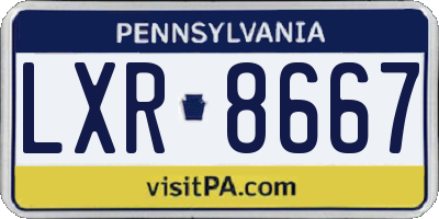 PA license plate LXR8667