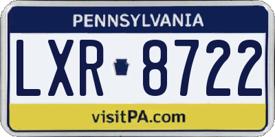 PA license plate LXR8722