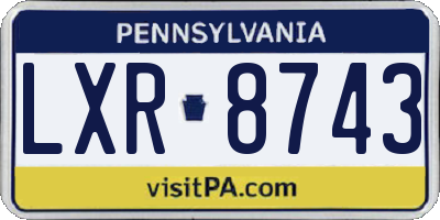 PA license plate LXR8743