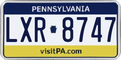 PA license plate LXR8747