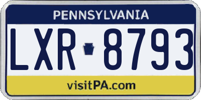 PA license plate LXR8793