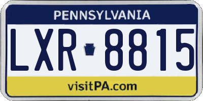PA license plate LXR8815