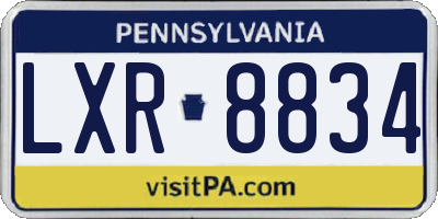 PA license plate LXR8834