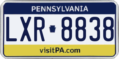 PA license plate LXR8838