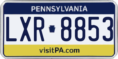 PA license plate LXR8853