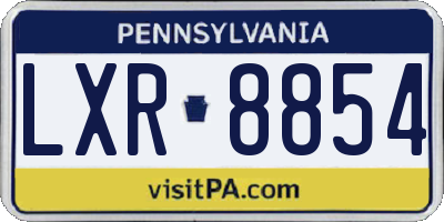 PA license plate LXR8854