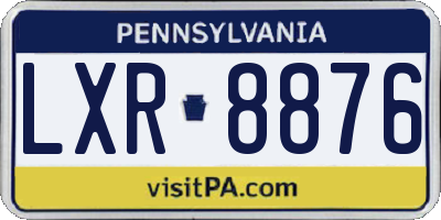 PA license plate LXR8876