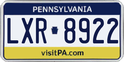 PA license plate LXR8922