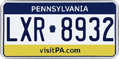 PA license plate LXR8932