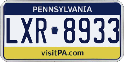 PA license plate LXR8933