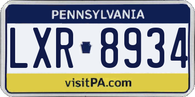 PA license plate LXR8934