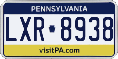 PA license plate LXR8938