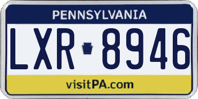 PA license plate LXR8946