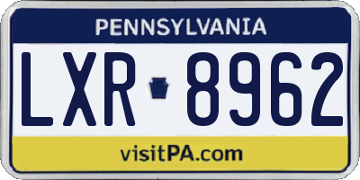 PA license plate LXR8962