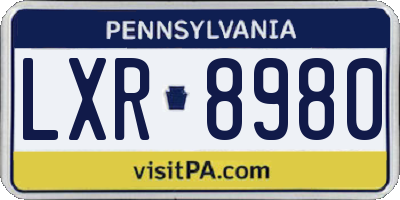 PA license plate LXR8980