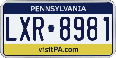 PA license plate LXR8981