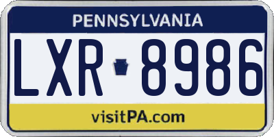 PA license plate LXR8986