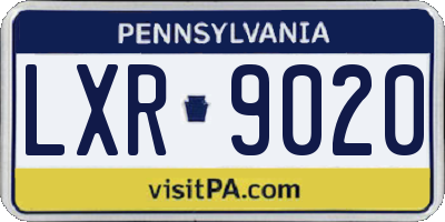 PA license plate LXR9020