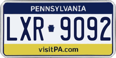 PA license plate LXR9092