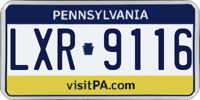 PA license plate LXR9116
