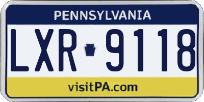 PA license plate LXR9118
