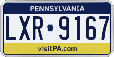 PA license plate LXR9167