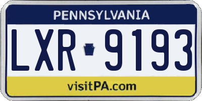 PA license plate LXR9193