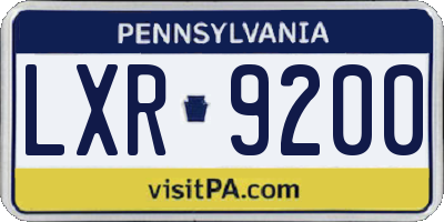 PA license plate LXR9200