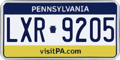 PA license plate LXR9205