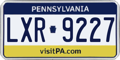 PA license plate LXR9227