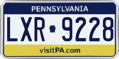 PA license plate LXR9228