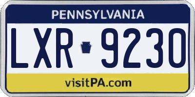 PA license plate LXR9230