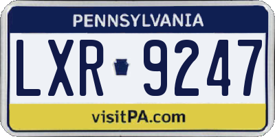 PA license plate LXR9247