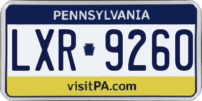 PA license plate LXR9260