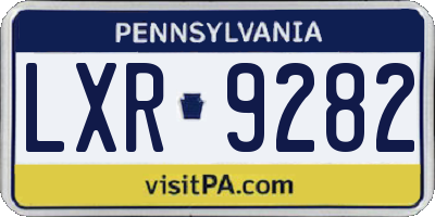 PA license plate LXR9282