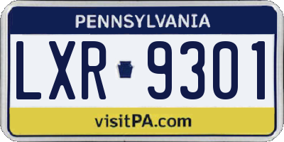 PA license plate LXR9301